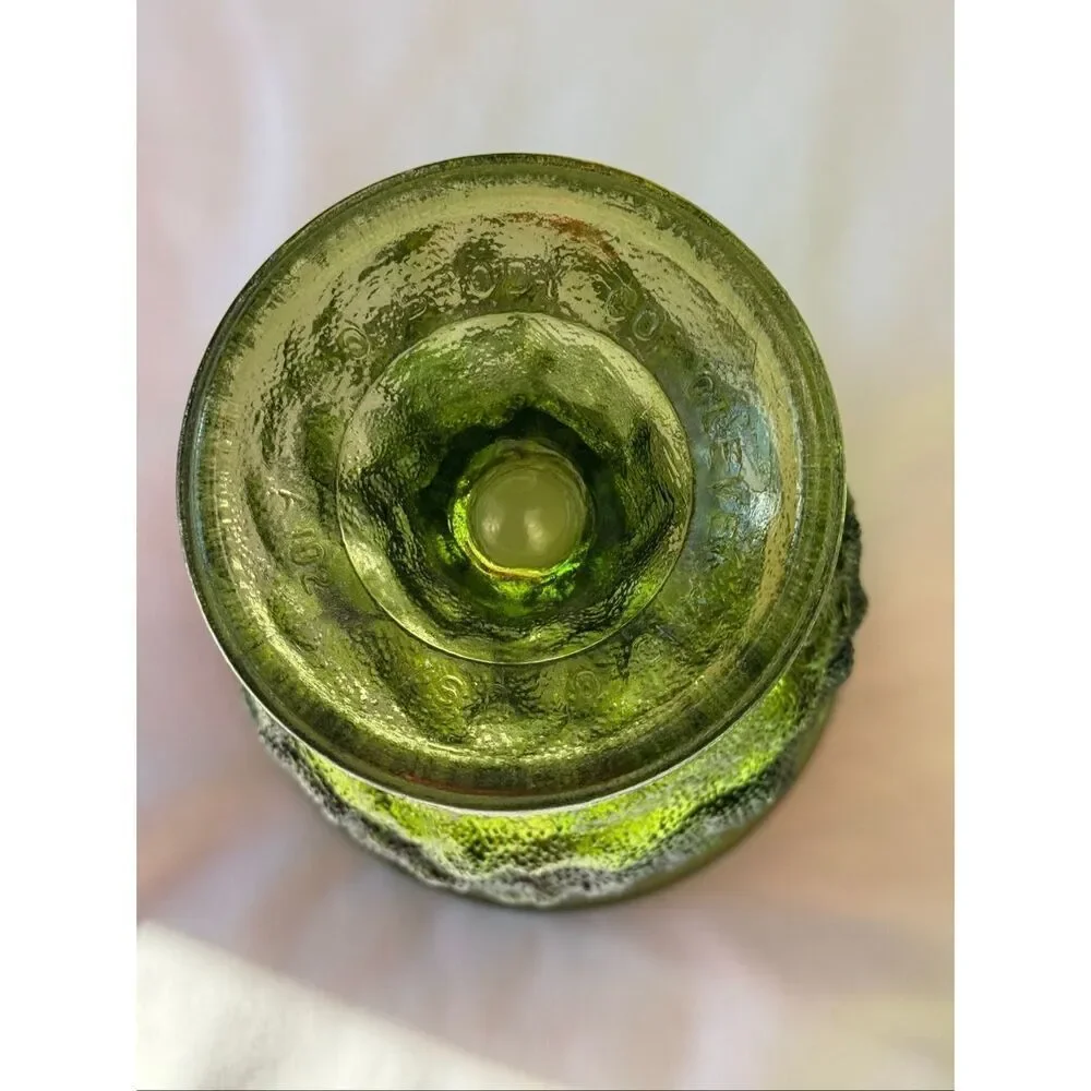 Vintage EO Brody Co Green Crinkle Glass Pedestal Vase/Cleveland Ohio